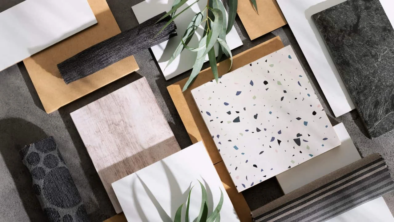 Modern kitchen with matte light quartz and warm wood